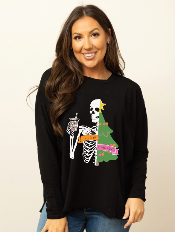 Black long sleeve online skeleton shirt really comfy shirt stretch material found it in