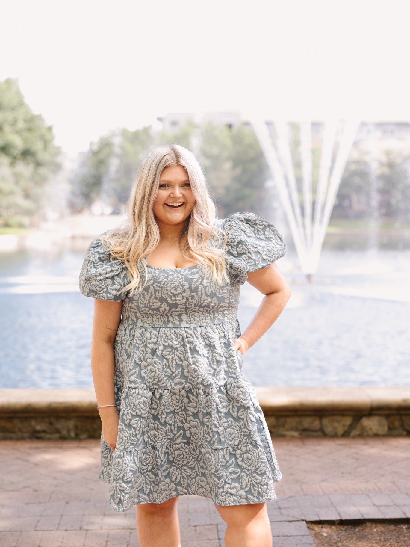 Dolly Doll Jacquard Dress, Blue Blue / 3XL Dolly Doll Jacquard Dress, Blue Blue / 3XL