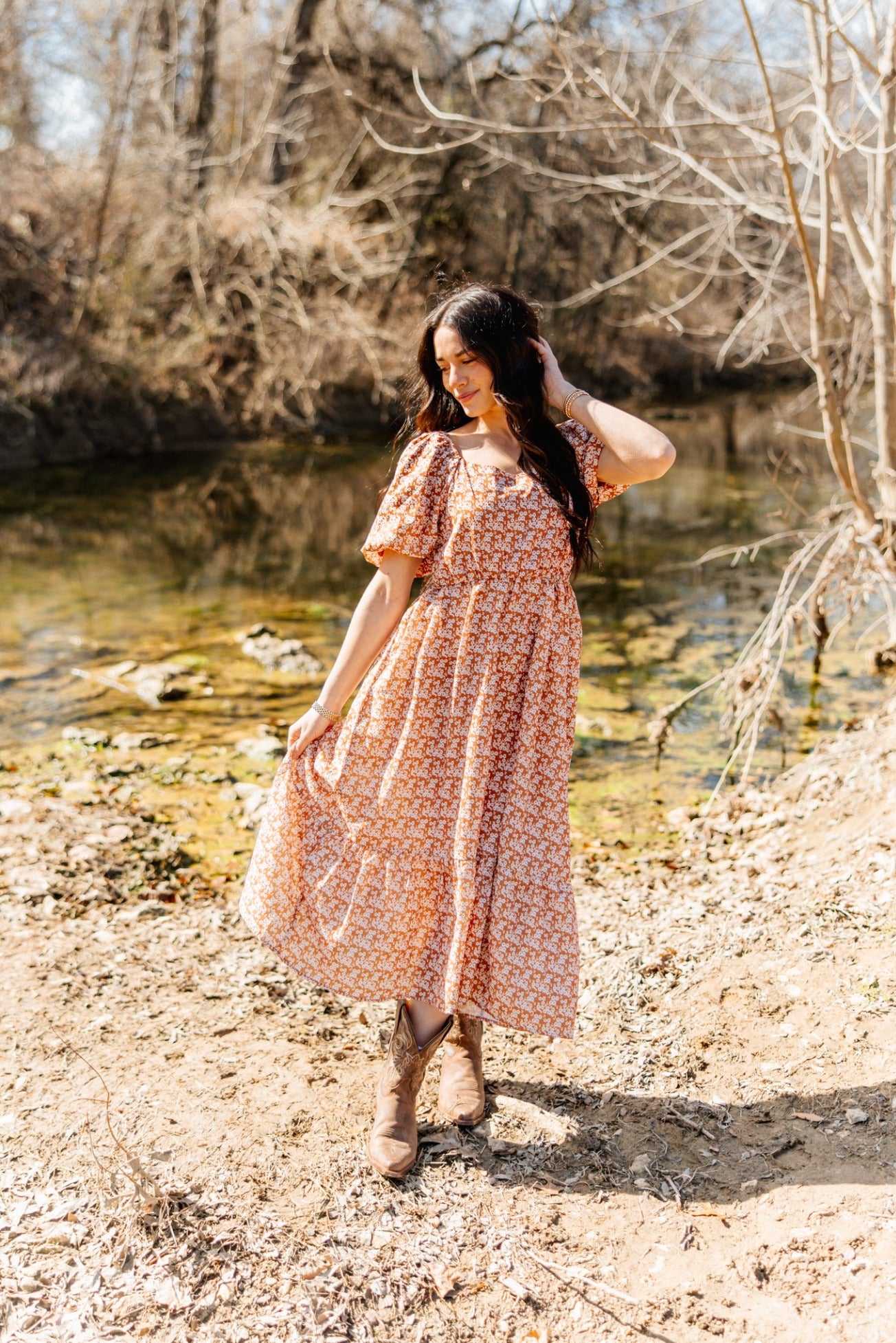 rust midi dress Buy Brown 100% Cotton Textured Seersucker from Next USA resort getaways and summer occasions Ivory and Rust Peasant Midi