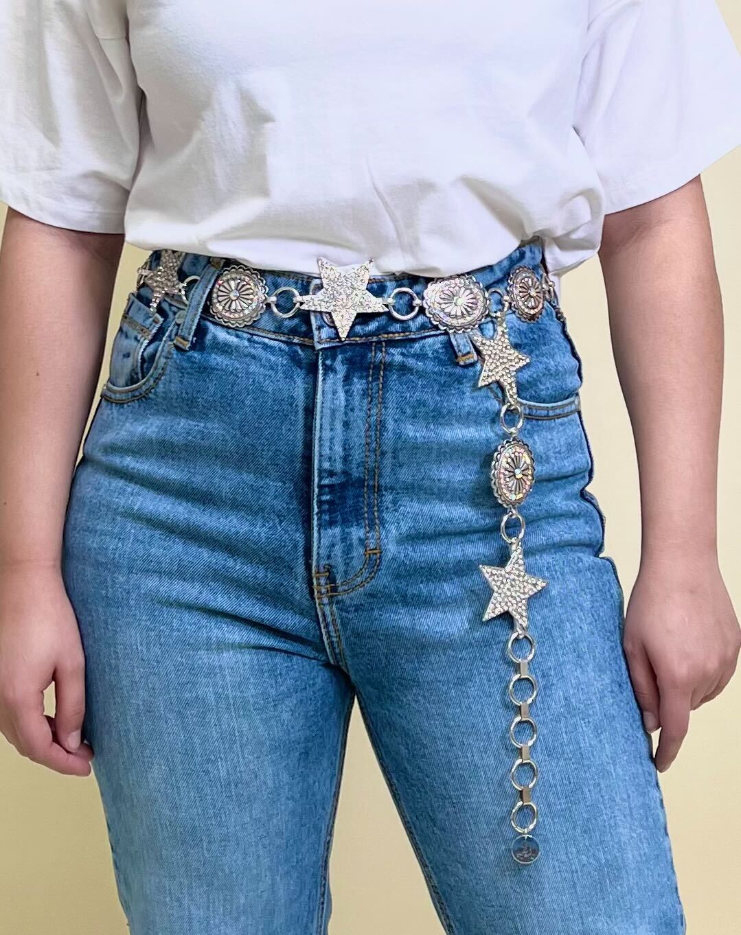 Silver Star Chain Belt for Women 41” Amazon.com: Navoky Moon Star Waist Chain Belts for Women  main image 4