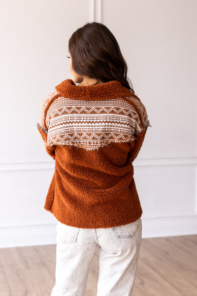 Tan Sherpa With Aztec Details