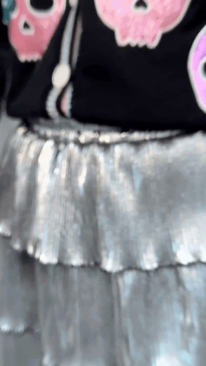 Silver Shimmer Ruffle Skirt with Shorts