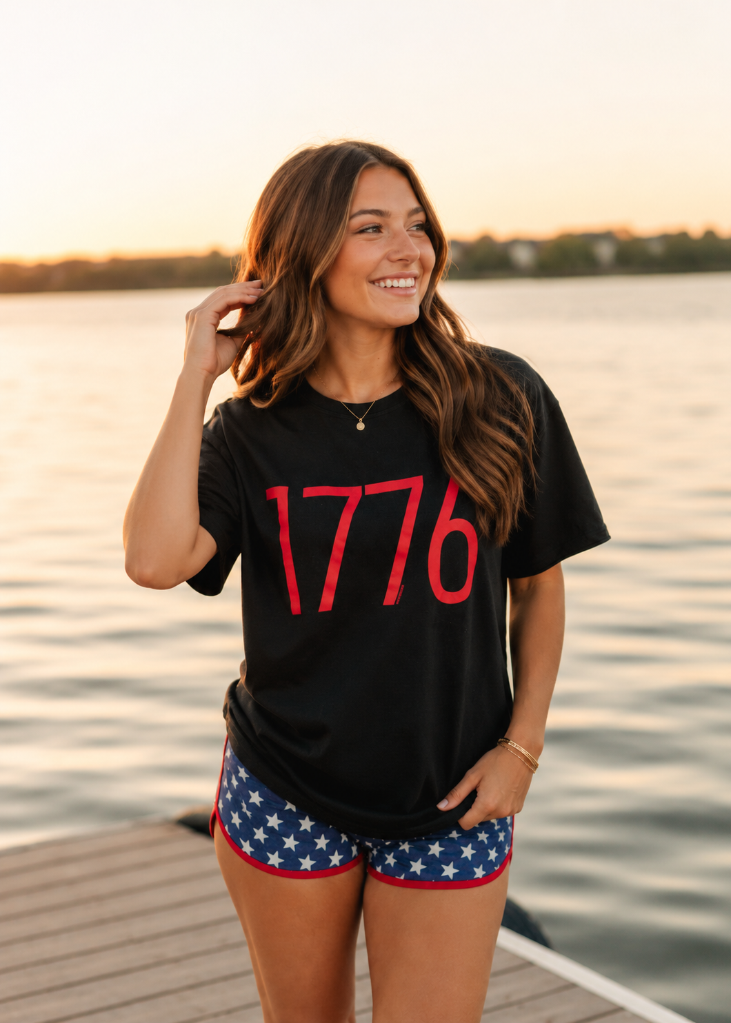 1776 on Black Tee Shirt Blank