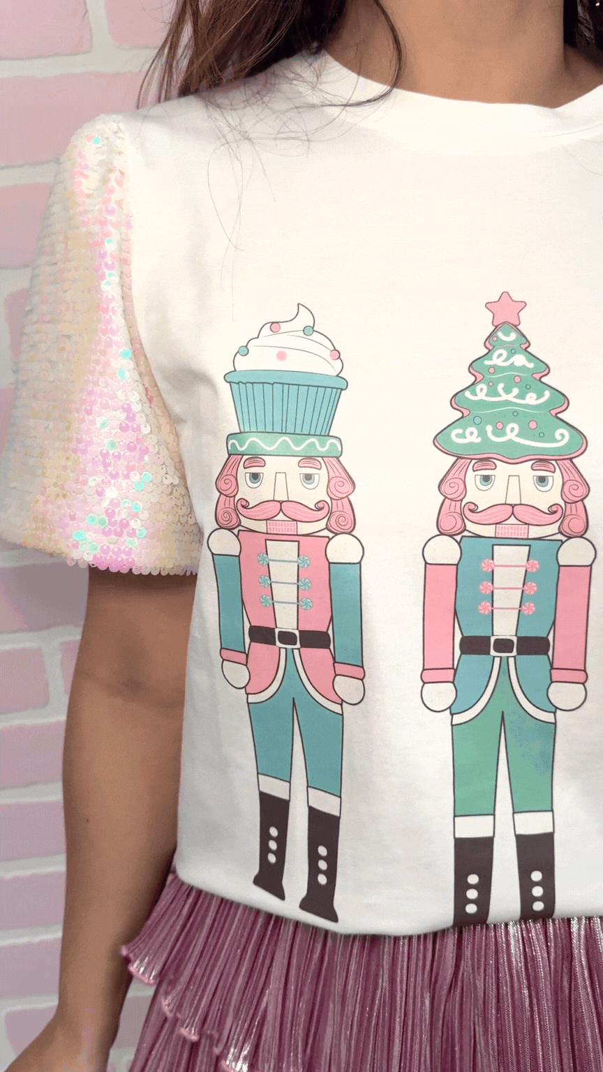 Pastel Nutcrackers on Princess Top, White