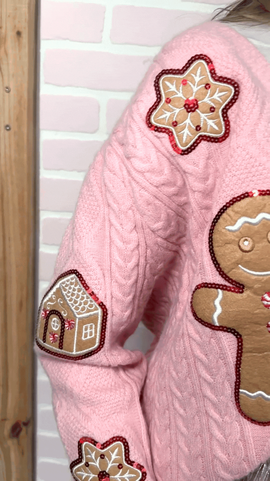 Pink Gingerbread Man Cardigan