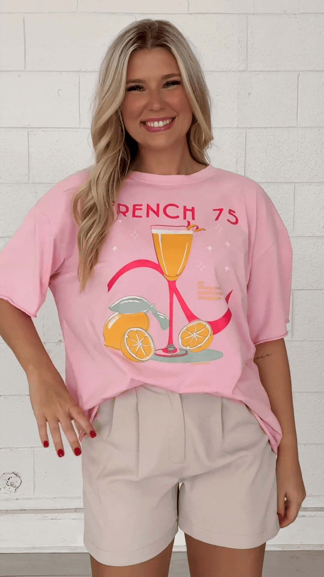 French 75 On Pink Relaxed Fit Tee