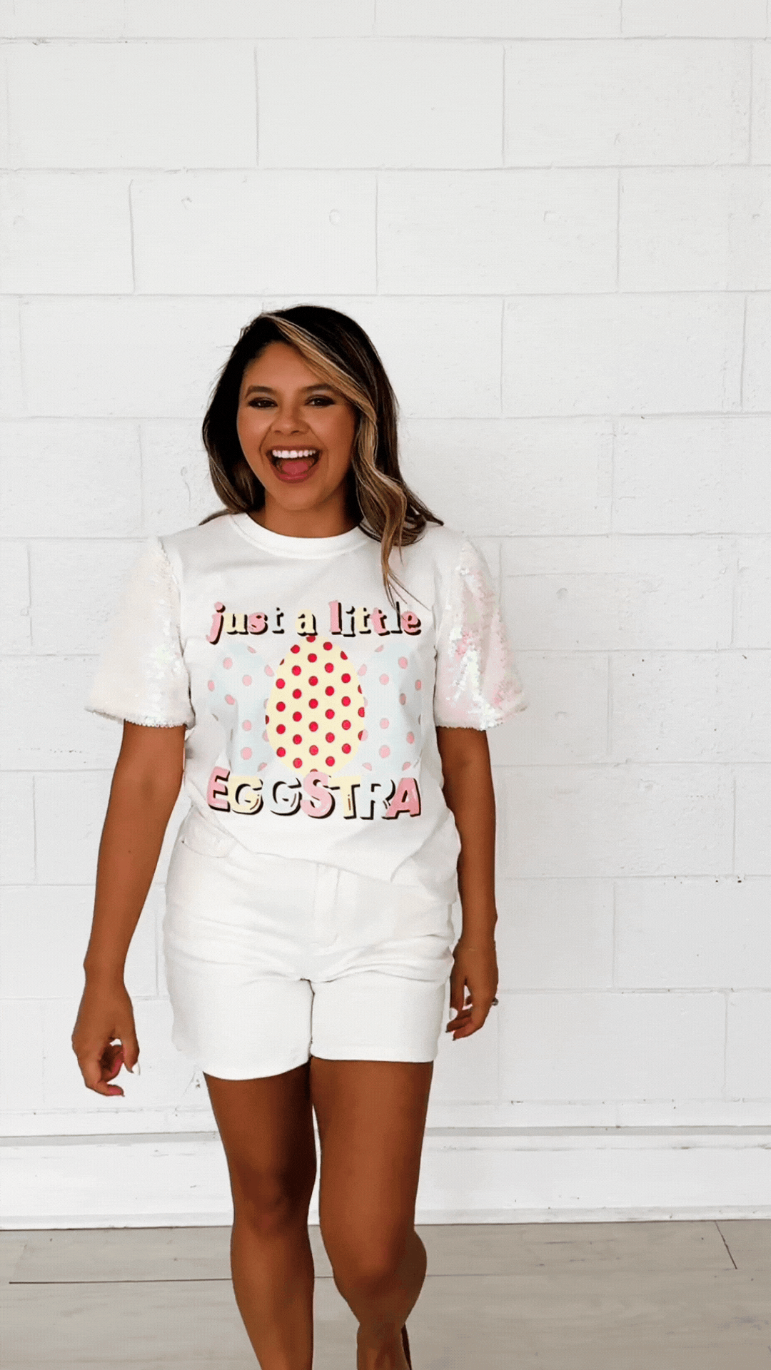 Little Eggstra  on Princess Top, White