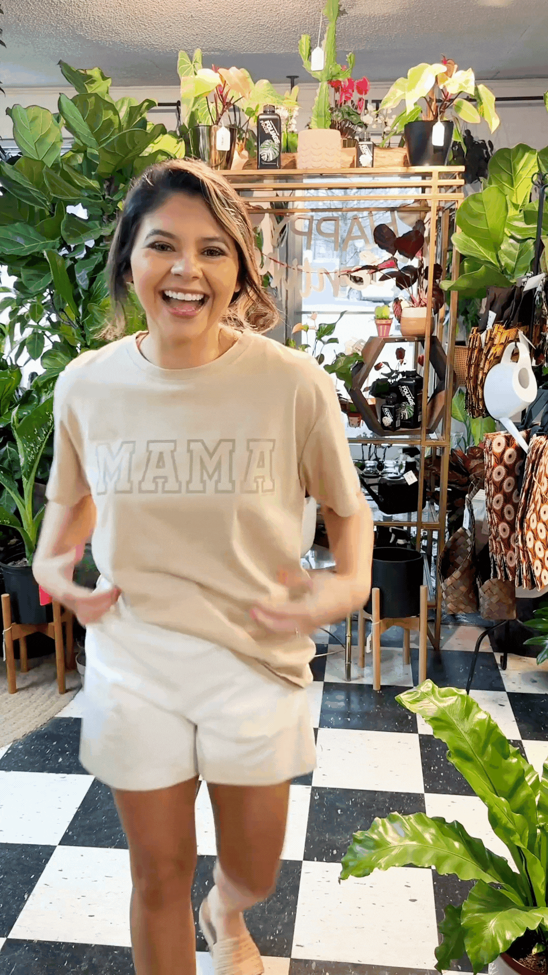 MAMA on Beige Tee Shirt