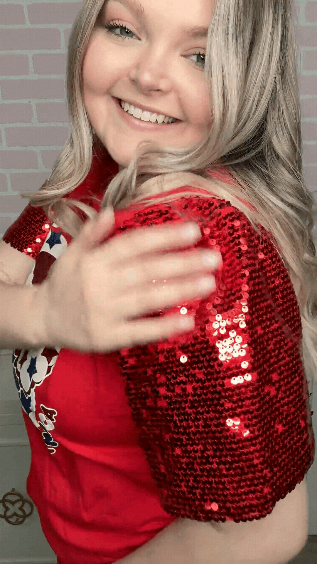 HBD American on Princess Top, Red