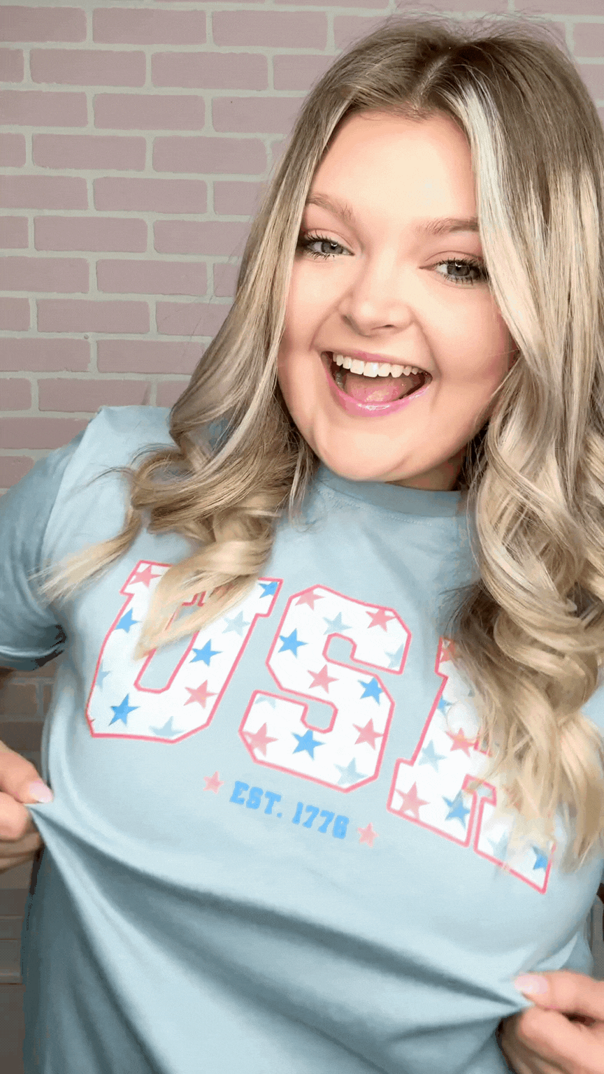 USA on Blue Tee Shirt