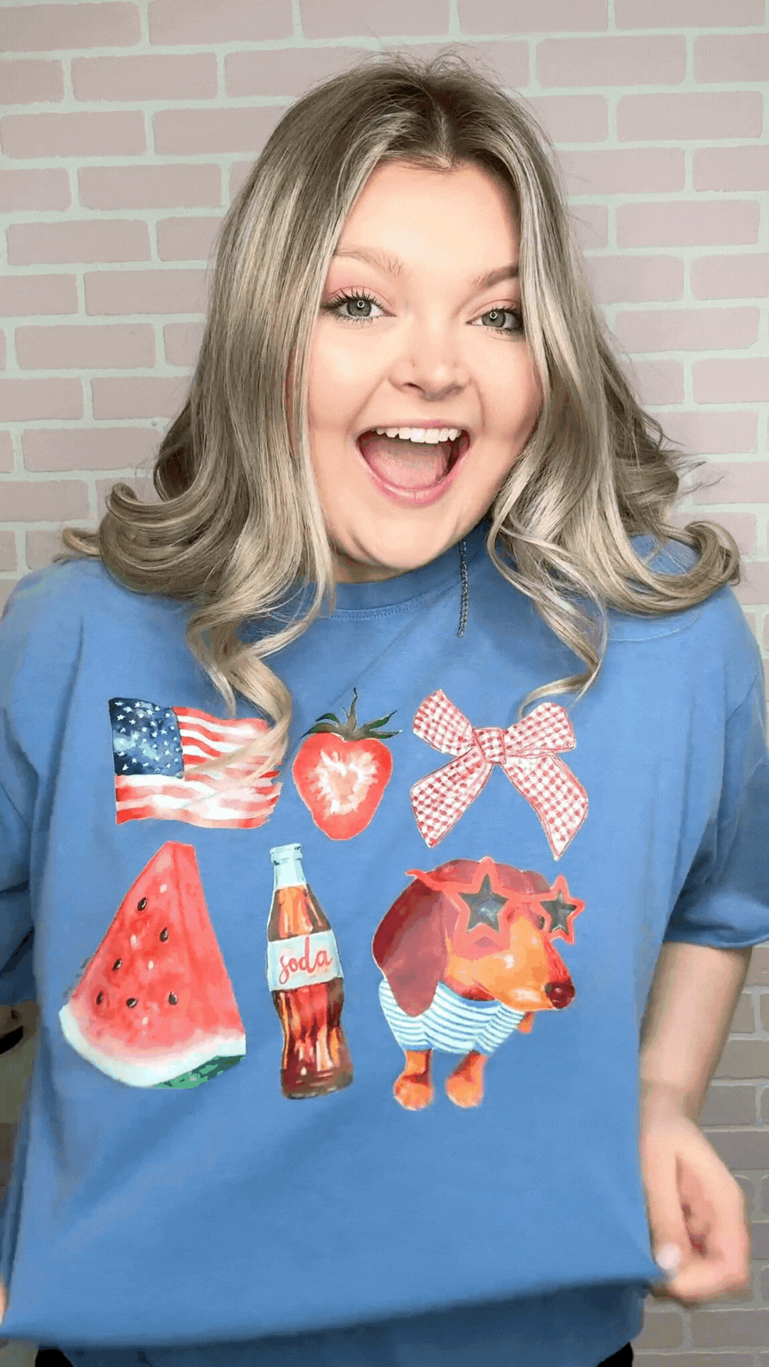 All American on Blue Tee