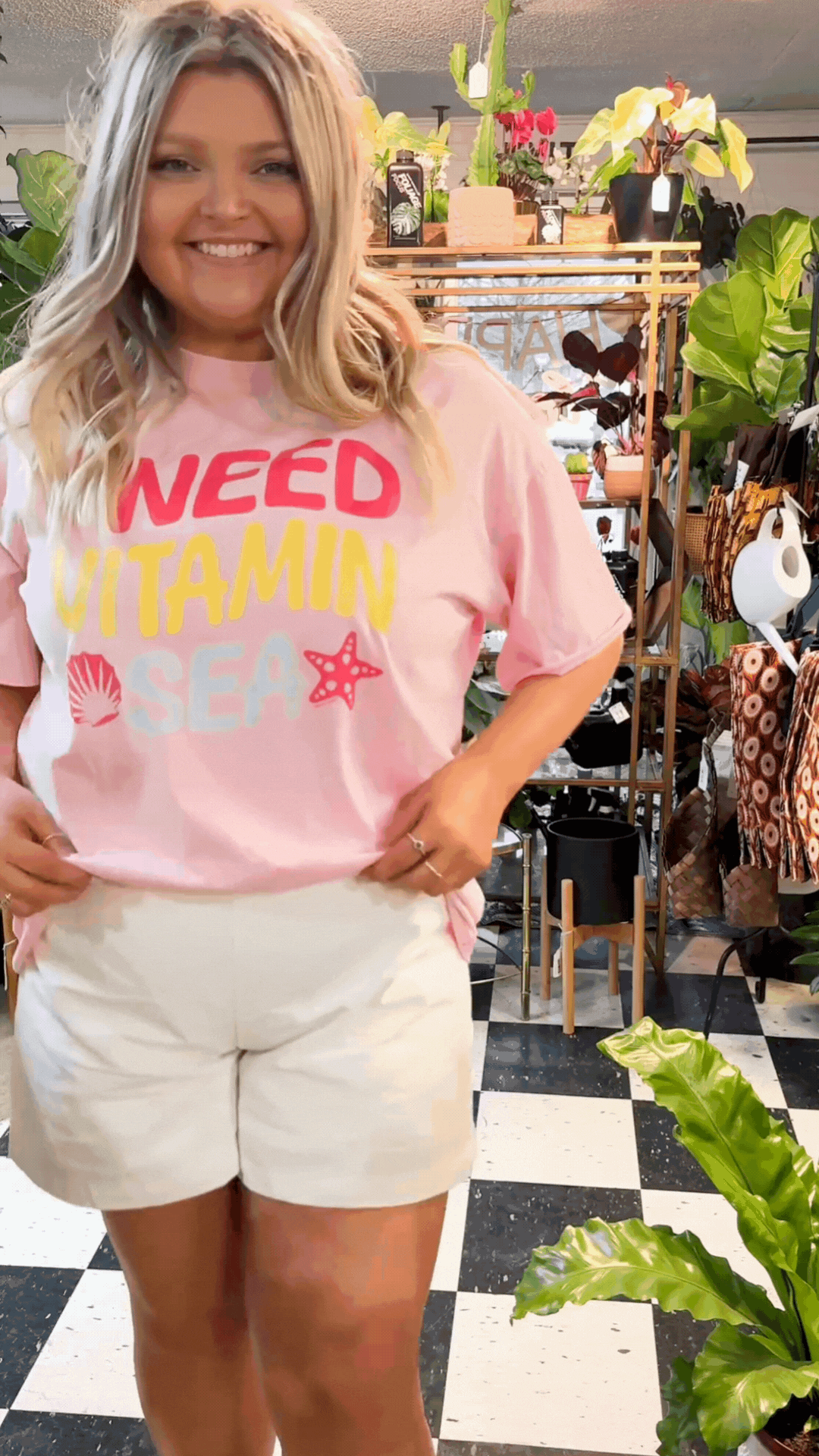 I Need Vitamin Sea On Pink Relaxed Fit Tee