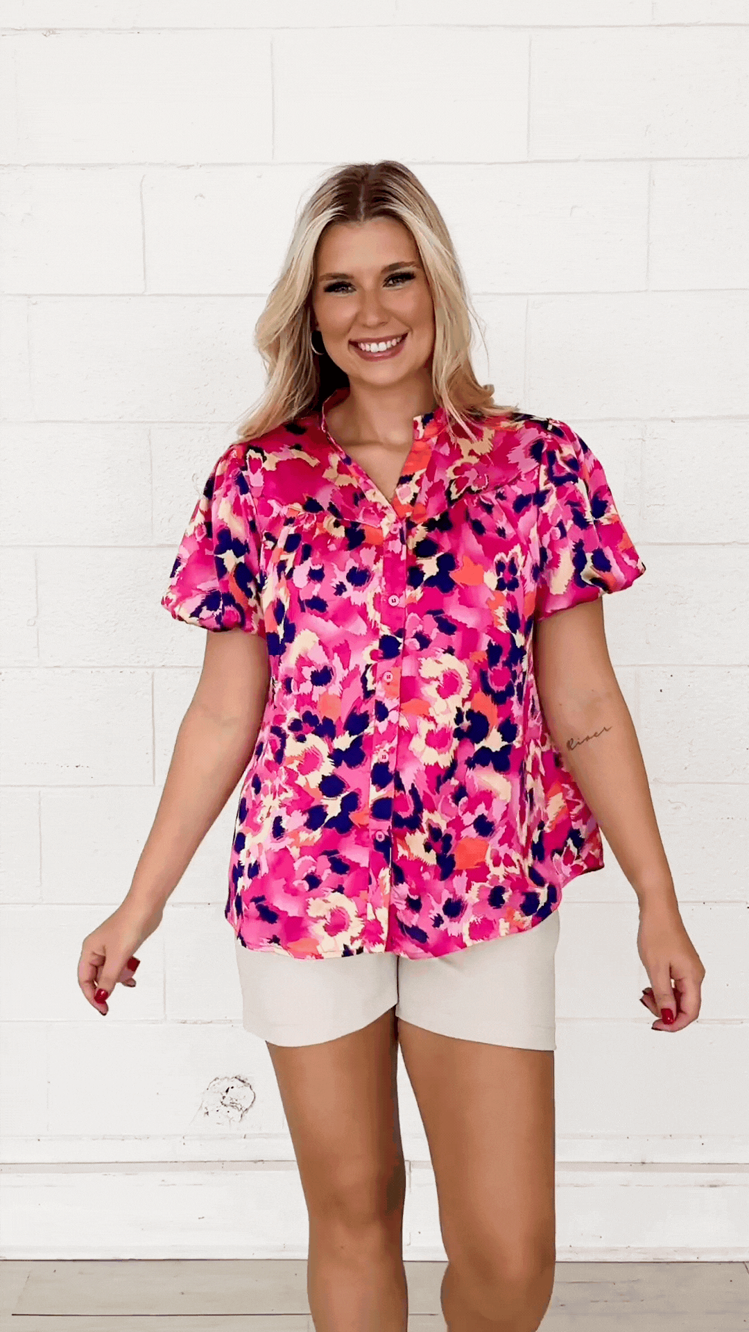 Pink & Purple Leopard Button-Up Blouse