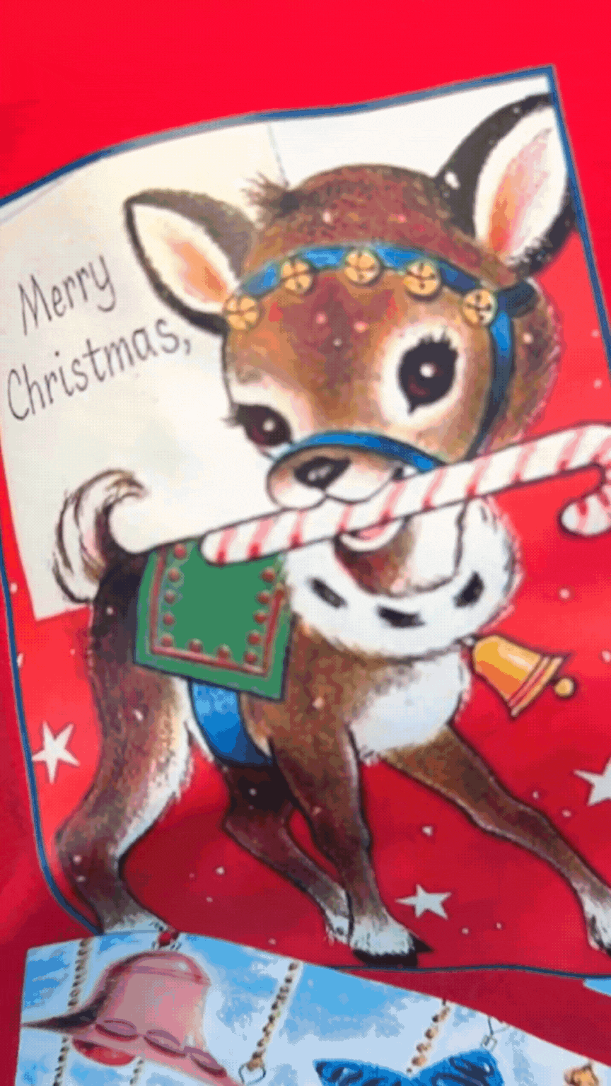 Christmas Cards on Light Weight Sequins Crewneck, Red