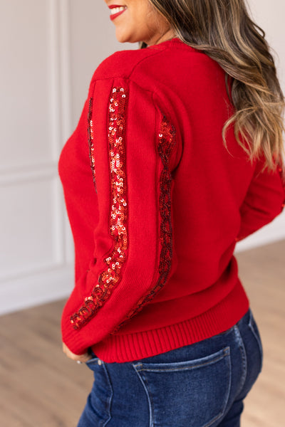 Garnet Glam Sequined Sweater