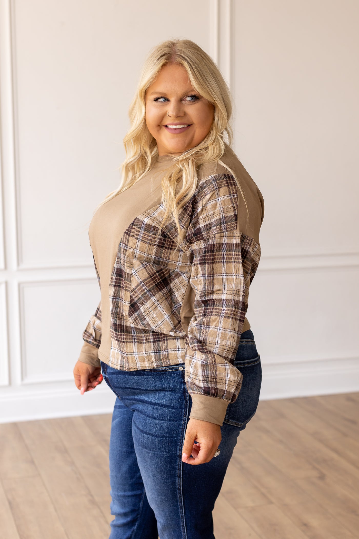 Good Girl Gone Plaid Top, Brown