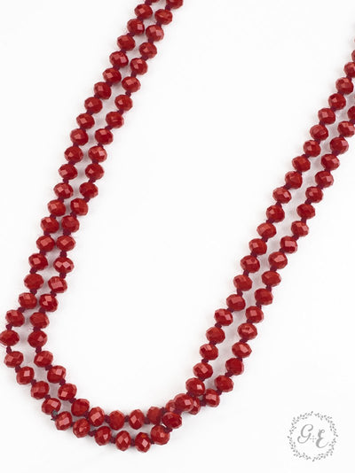 The Essential 60" Double Wrap Beaded Necklace, Crimson 8mm