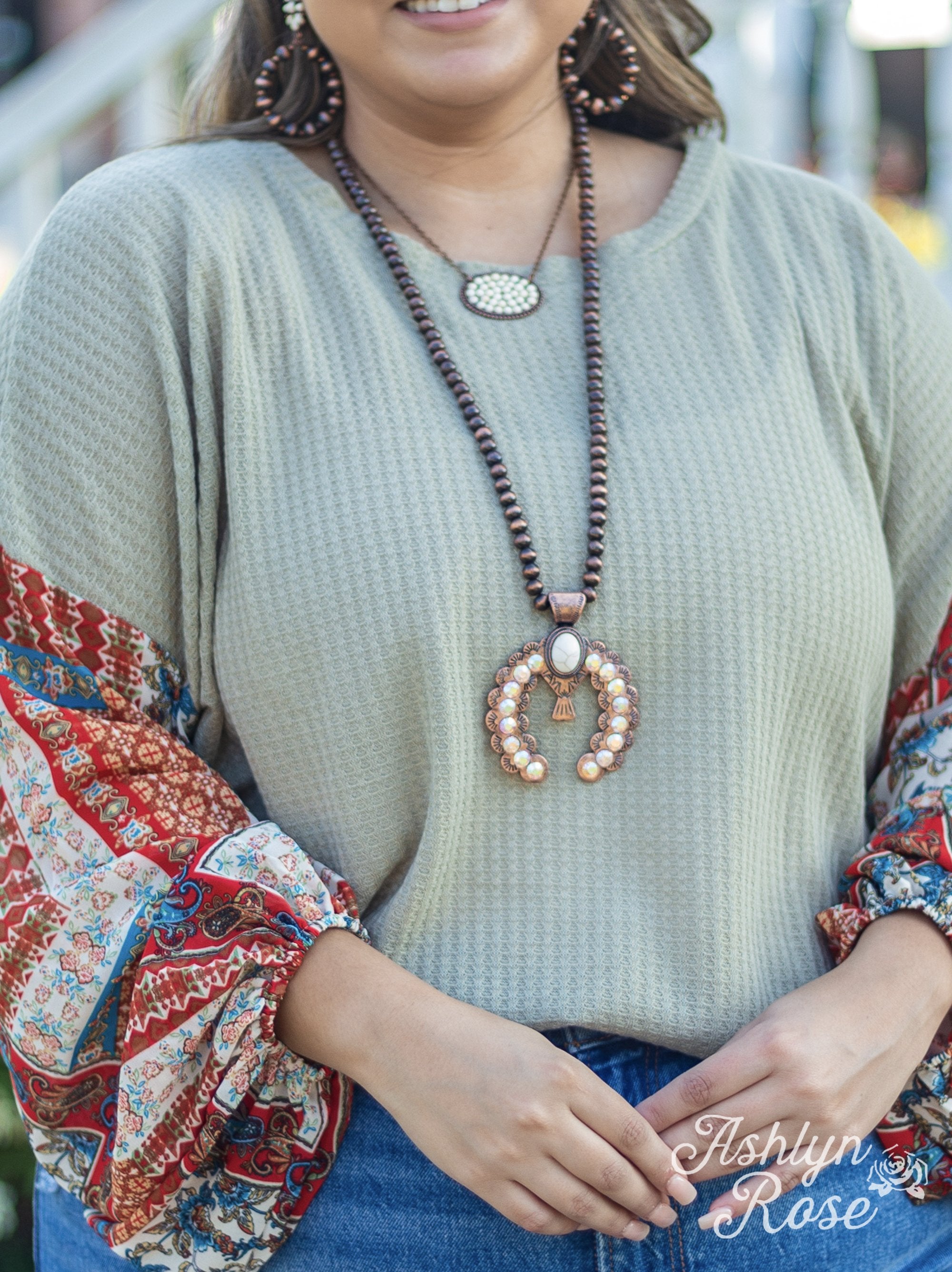 Should've Been A Cowgirl Squash Blossom Beaded Necklace, Copper