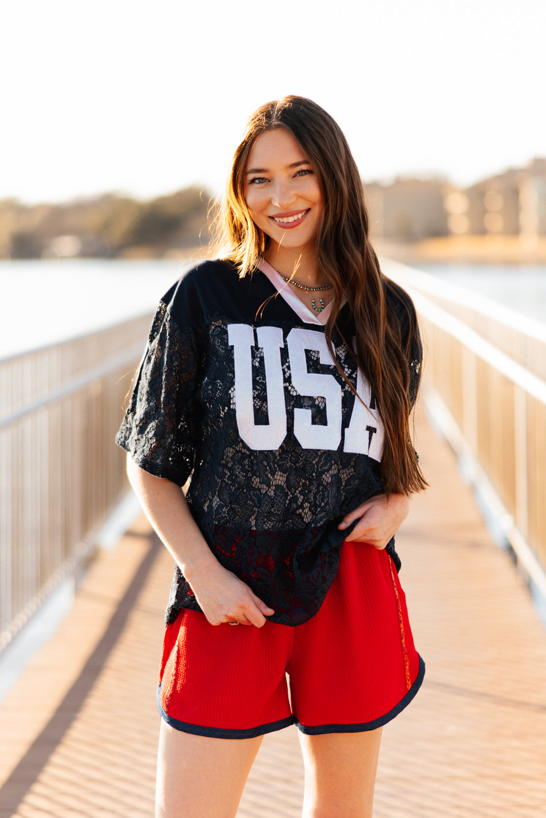 Navy Lace "USA" Jersey