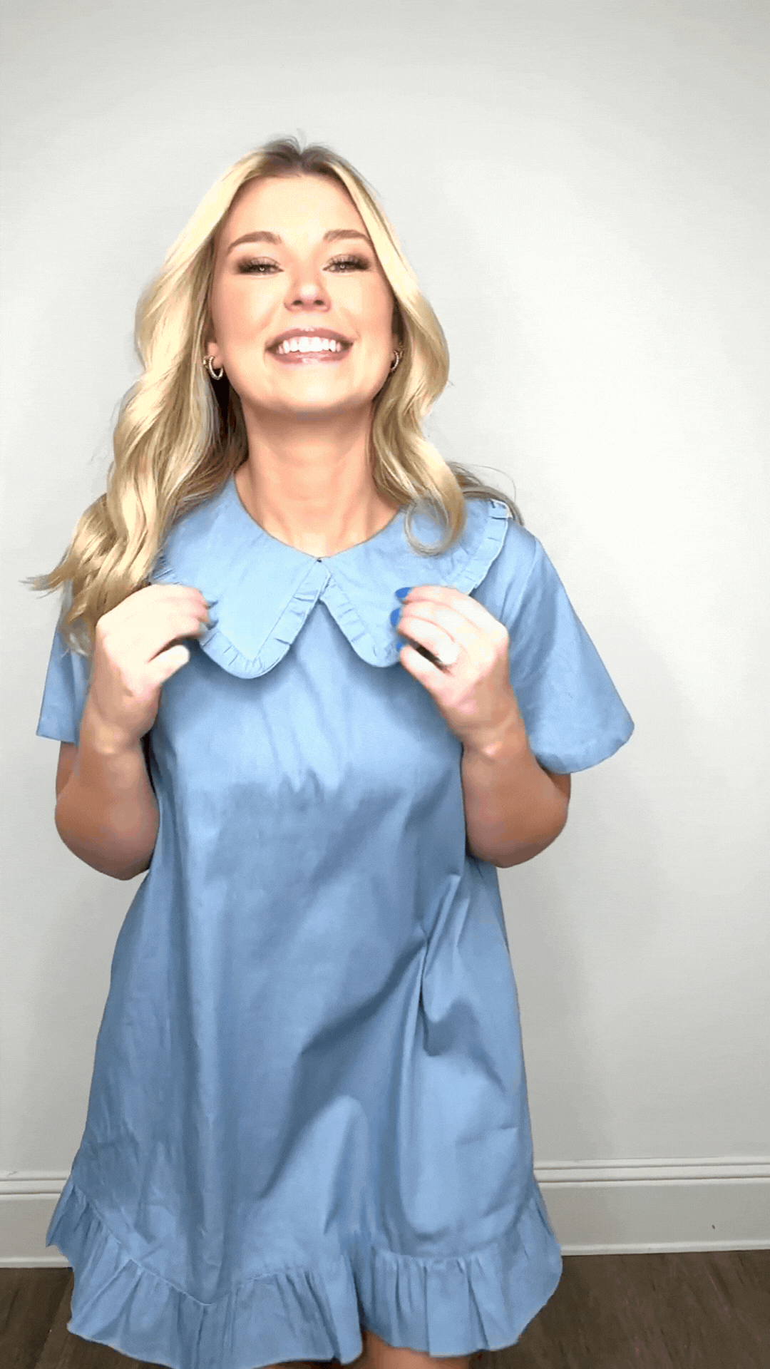 Chambray Dress with Wide Collar Blue / 2XL