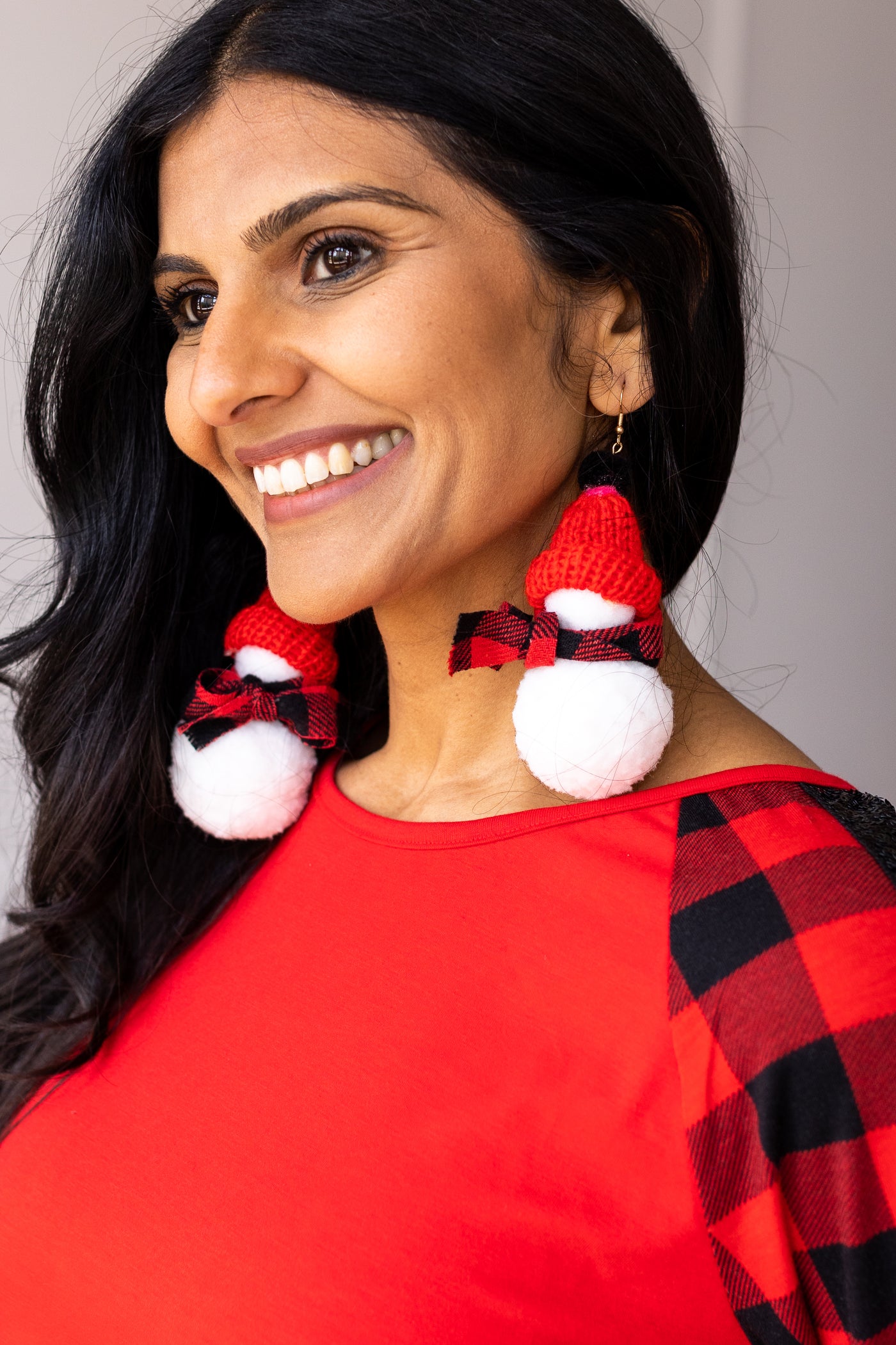 It's a Chilly Day White Pom Pom Snowman Earrings