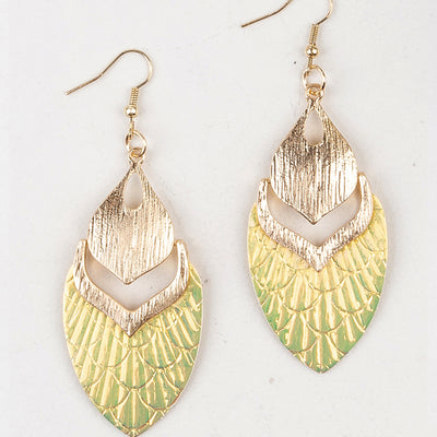 Swim Away With Me Metallic Drop Earrings, Mermaid Yellow