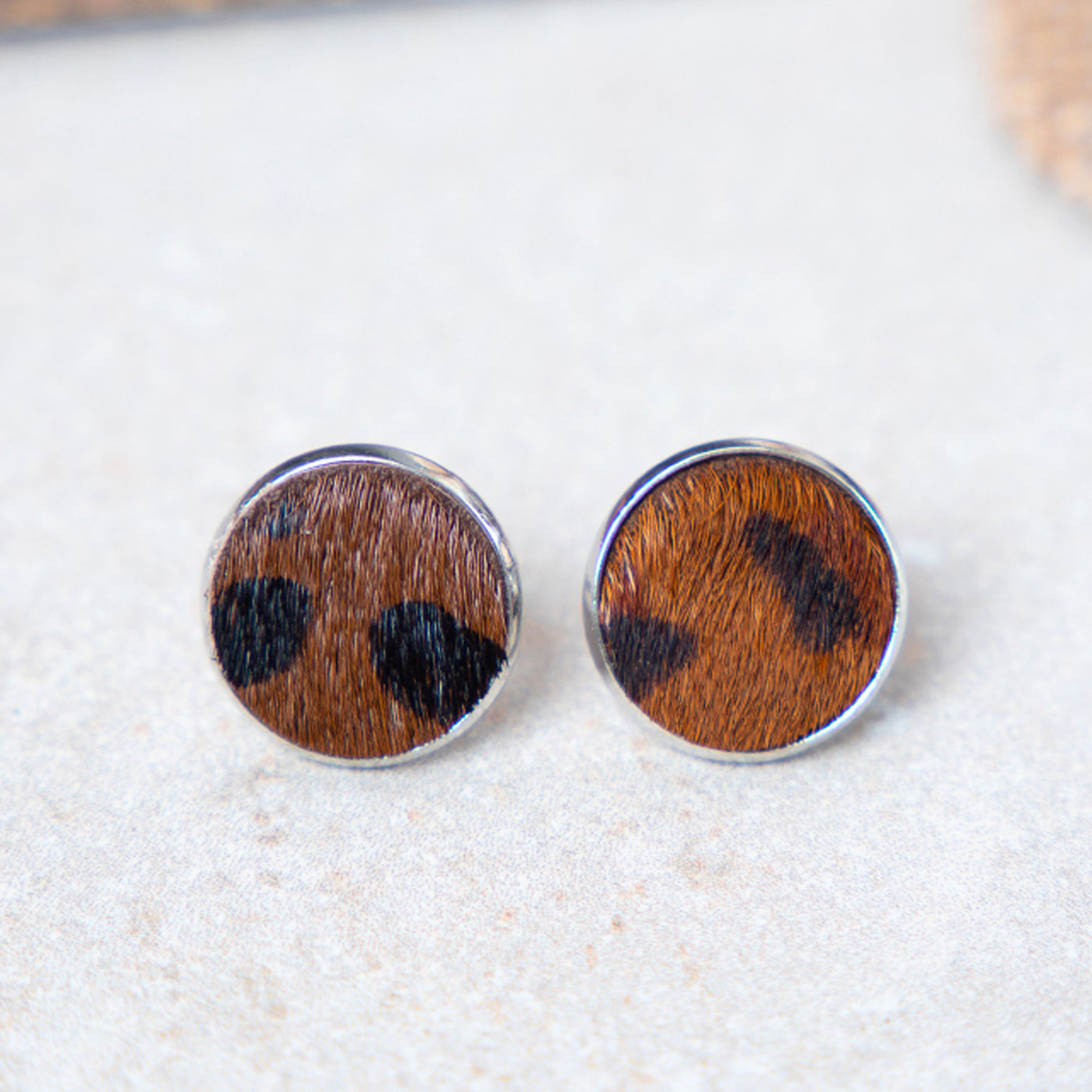 Love in a Little Stud Earrings, Brown Leopard