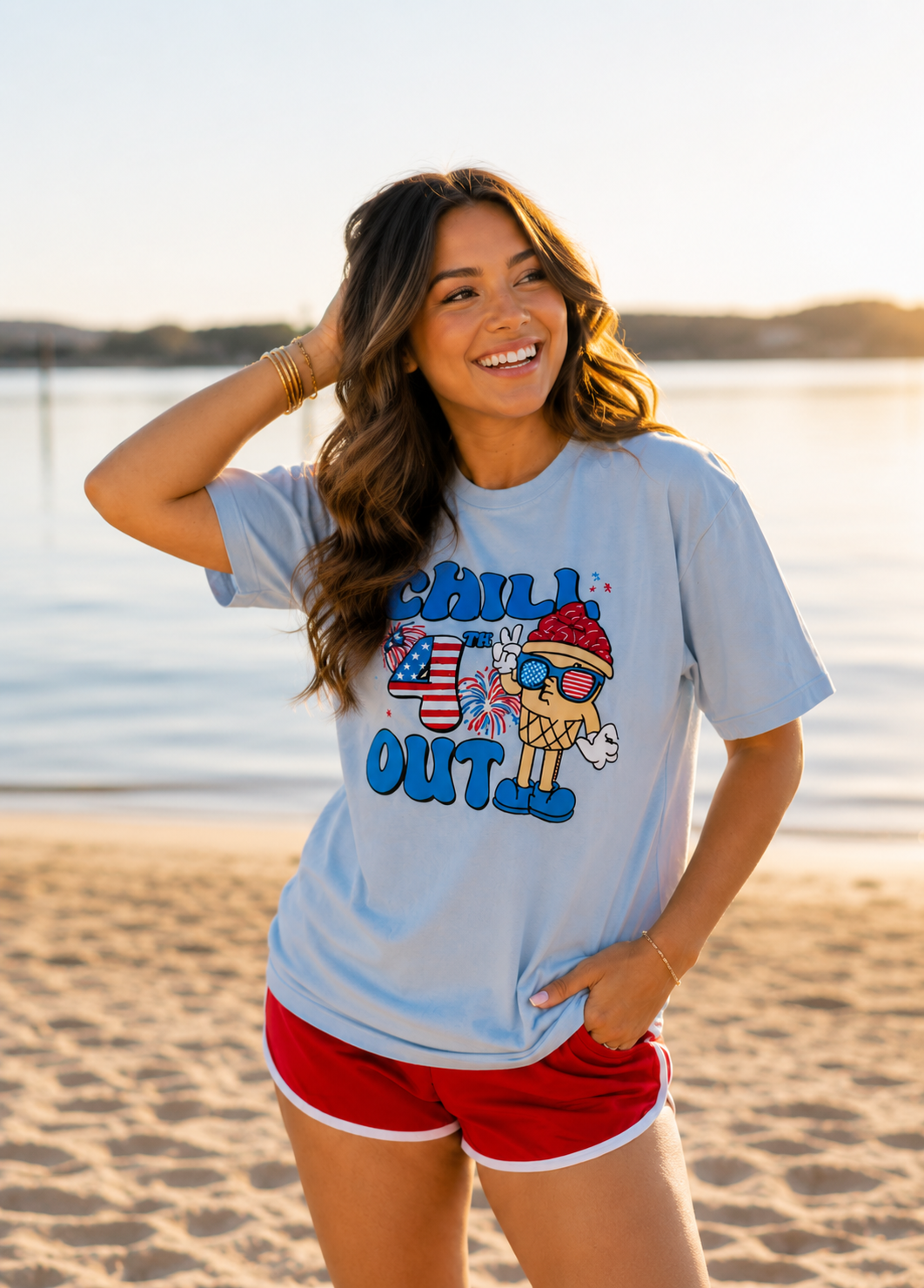 Chill the 4th Out on Blue Tee