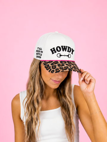 "Howdy" on Tan Cap with Patch Work
