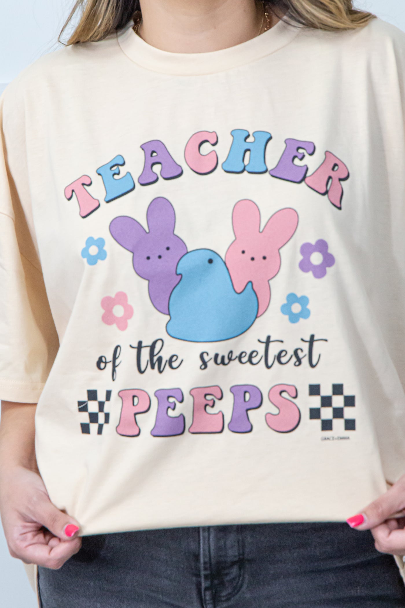 Teachers of the sweetest peeps on  Oversized Tee, Beige