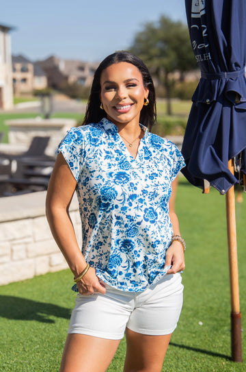 The Nicole V-Neck Top, Floral