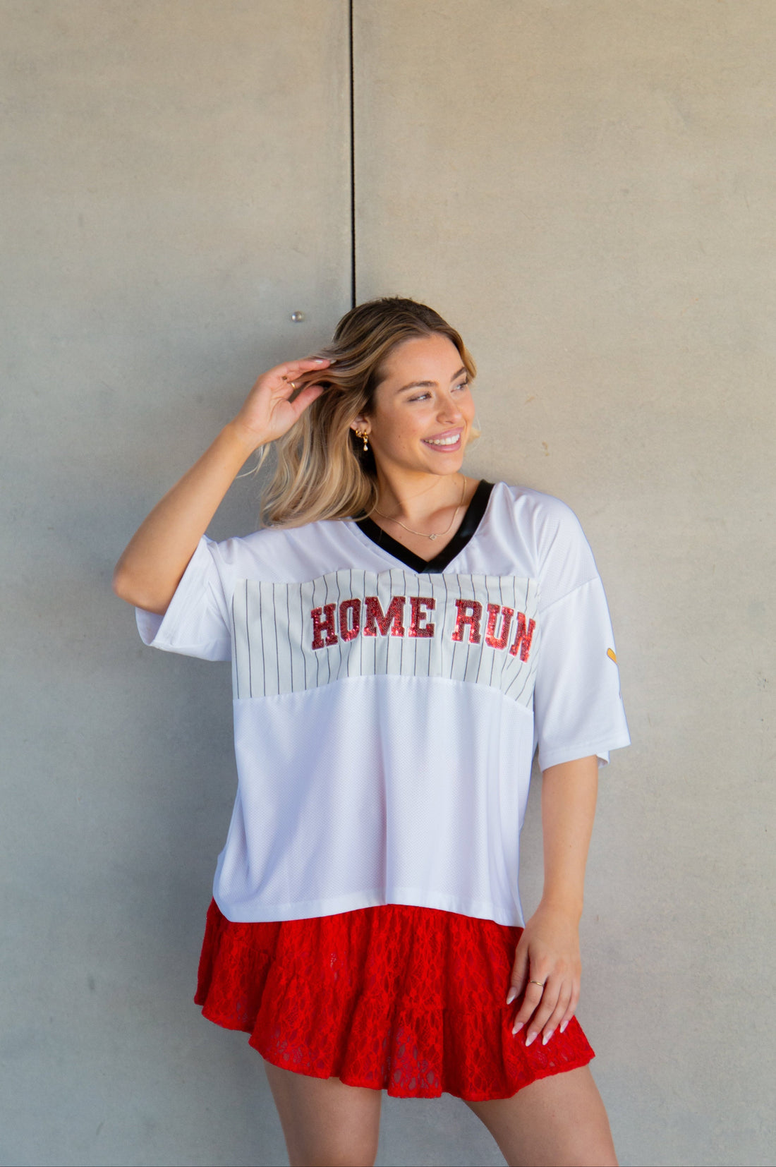 Home Run Sequin Jersey Top