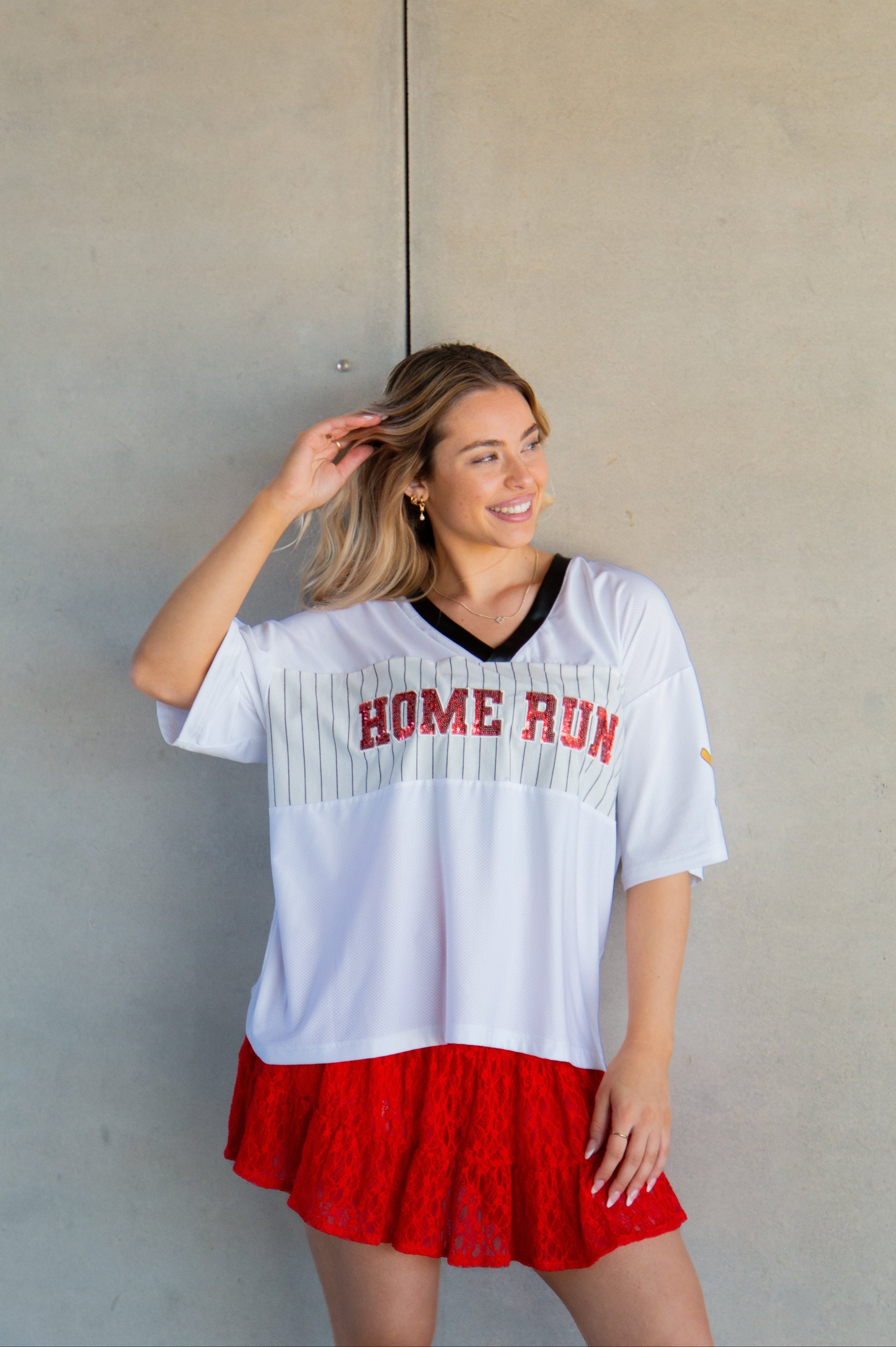 Home Run Sequin Jersey Top