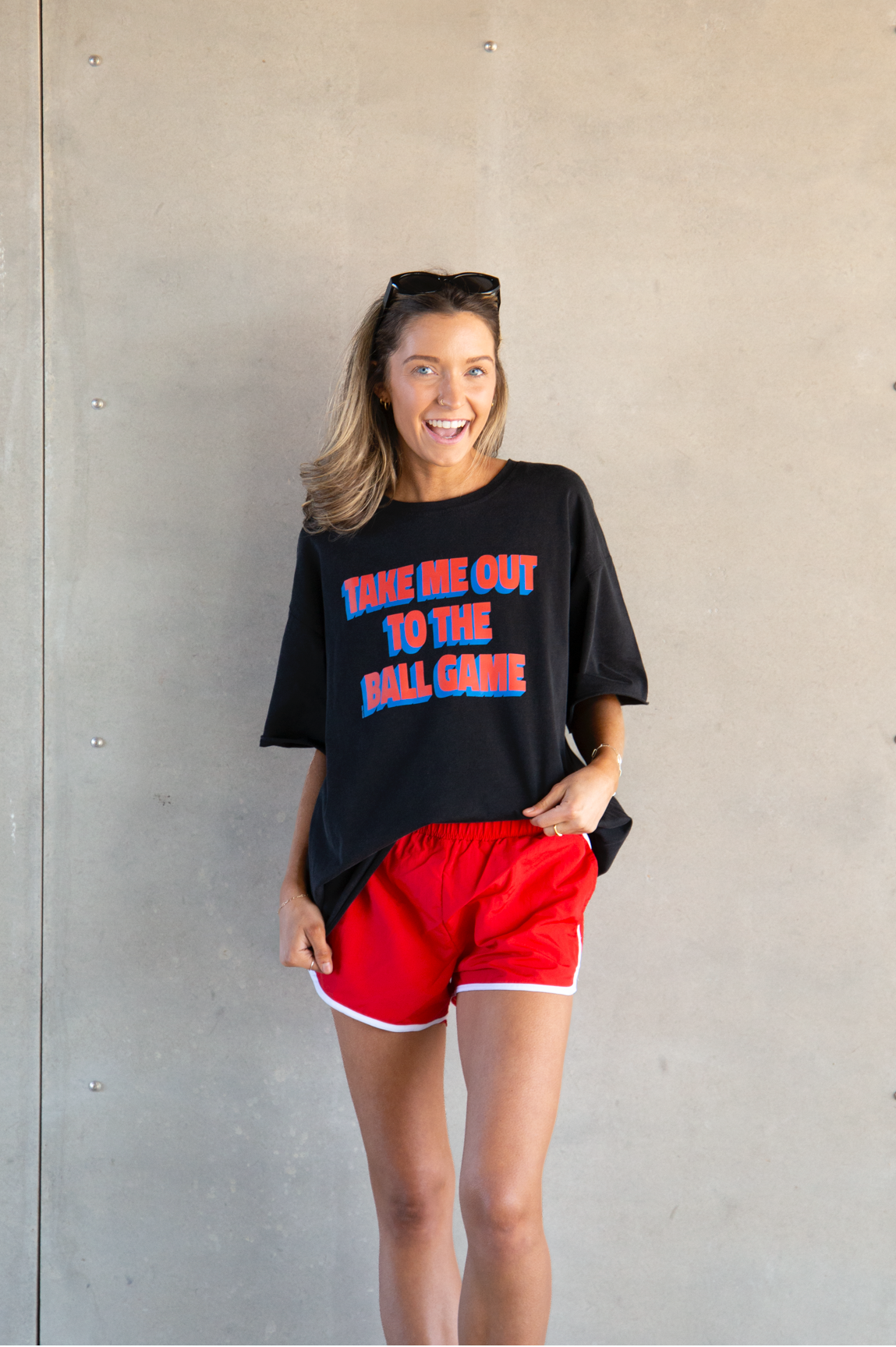 Take Me Out on Black Boxy Tee