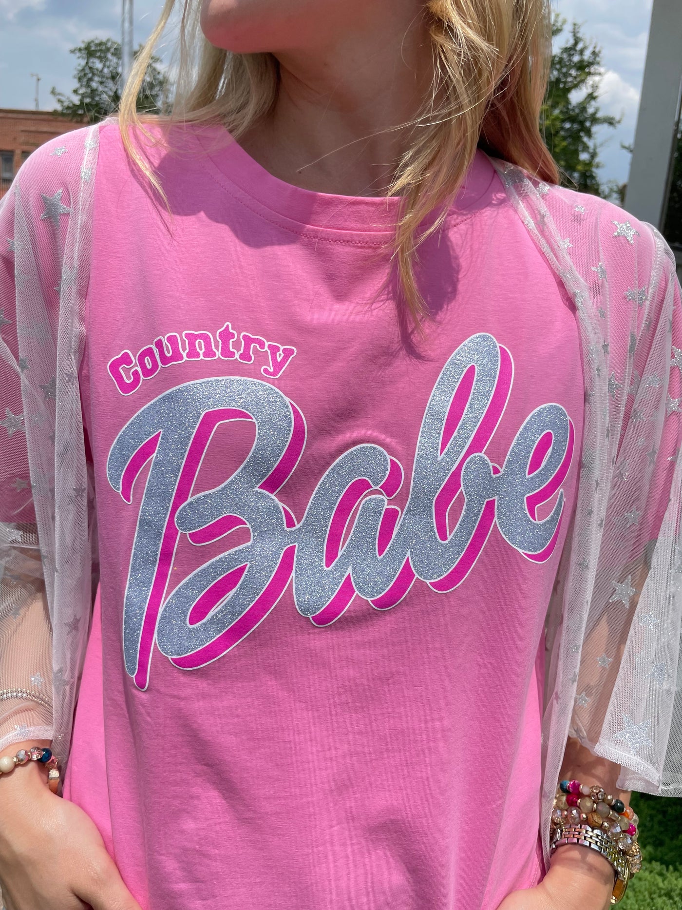 Country Babe on Hot Pink Crop Blank