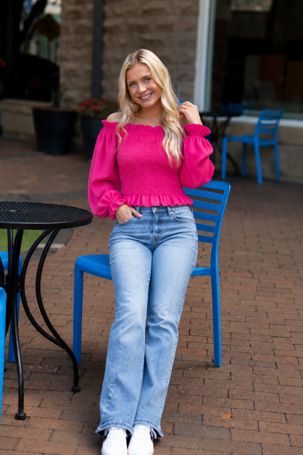 Limitless Too Stretch Contemporary Top in Hot Pink