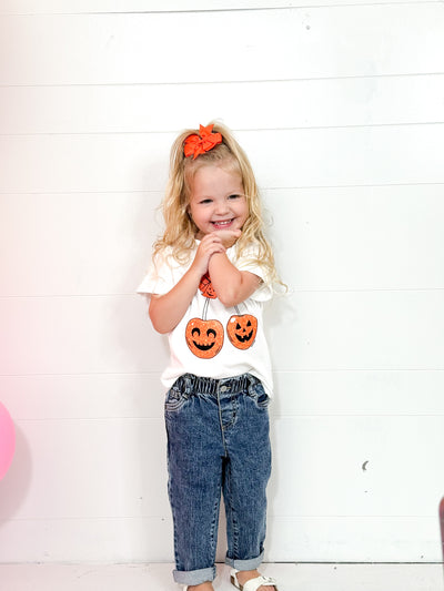 Cherry Pumpkin White Cuff Tee.