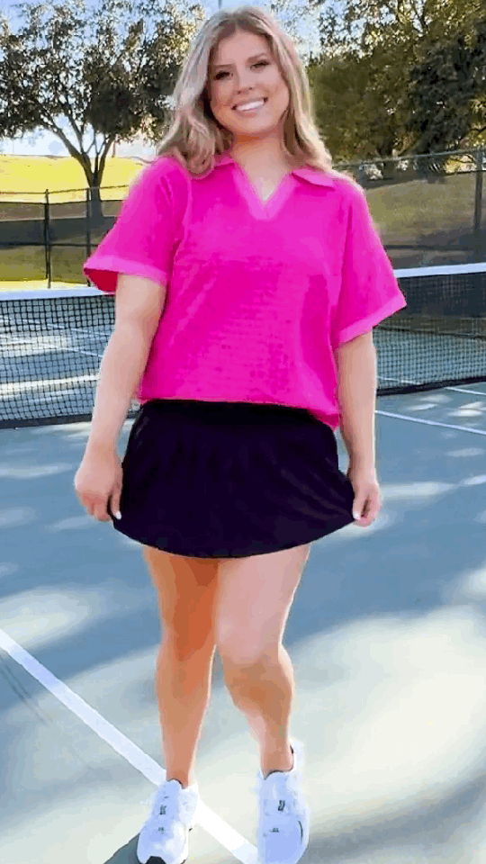 Black Pleated Skort With Pocket