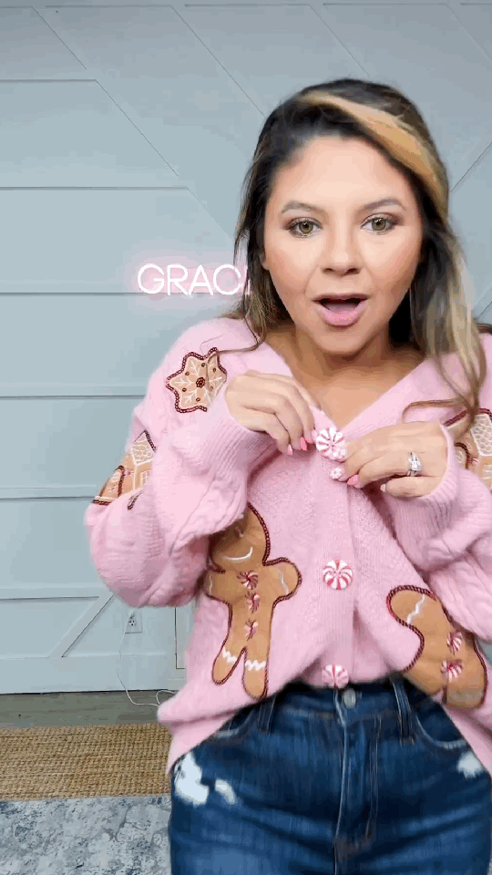 Pink Gingerbread Man Cardigan