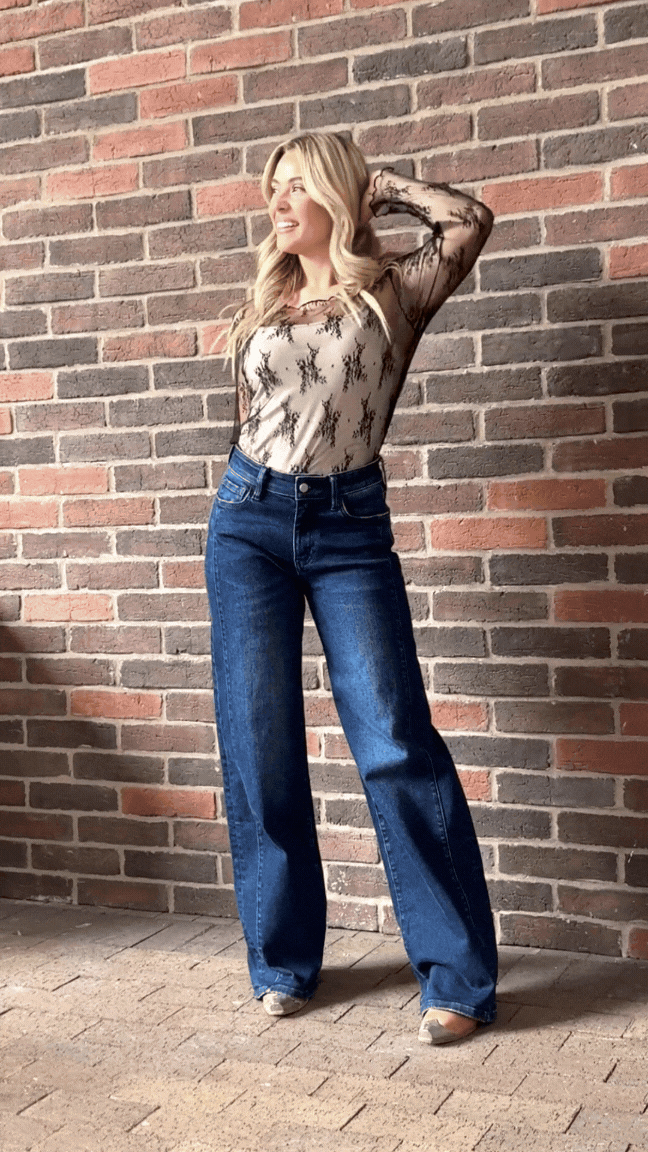 Lace Long-sleeve Top, Black