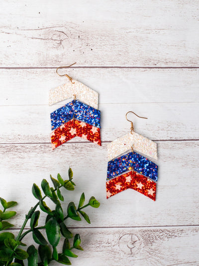 Star-Spangled Glitz Chevron Earrings