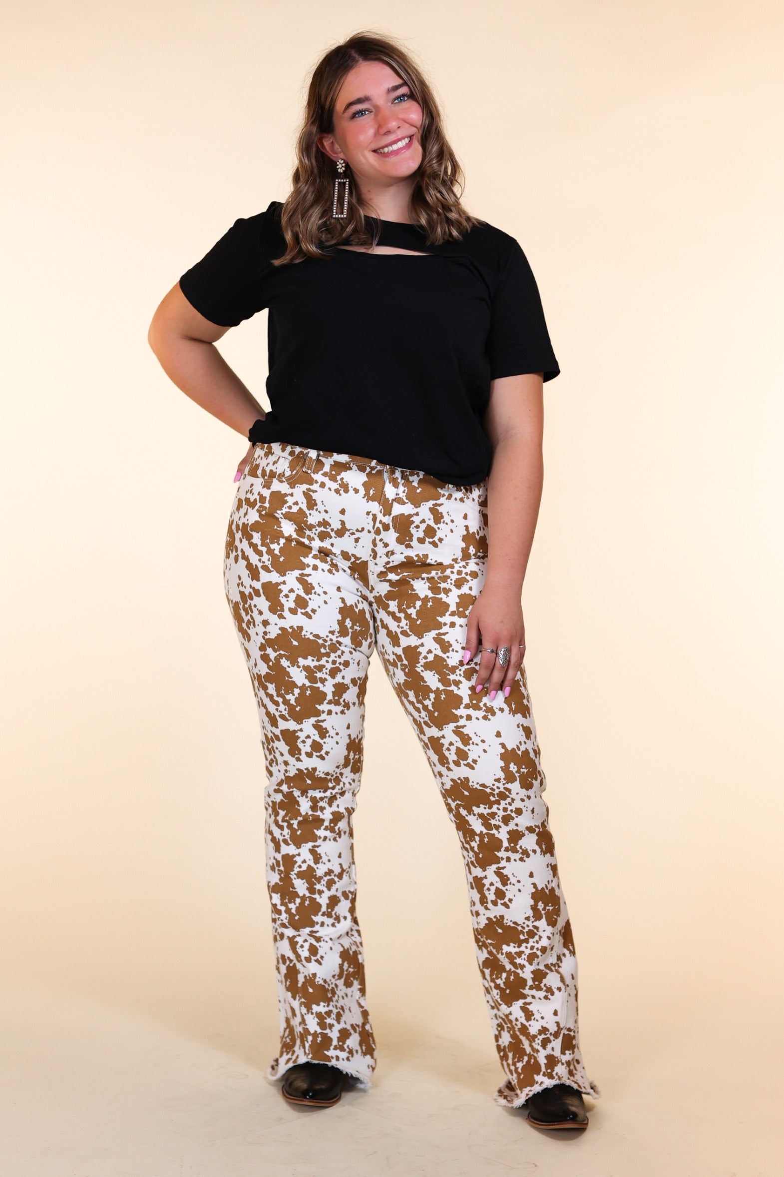 The Sadie Cowhide Flare With Fray Hem
