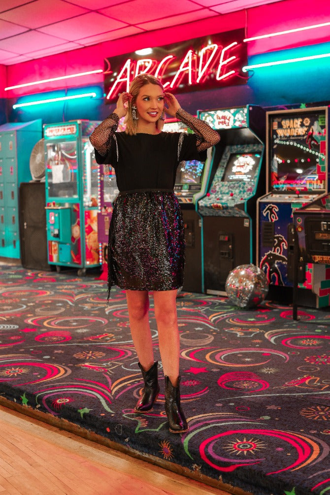 Known to Flaunt It Fringe Skirt, Black