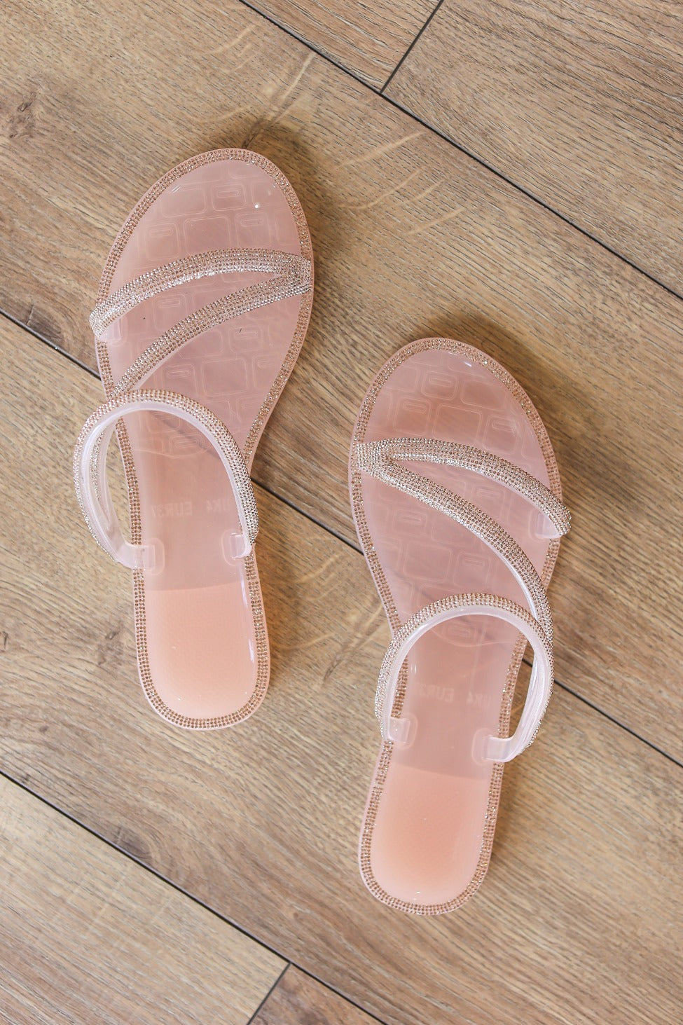 The Marissa Rhinestone Sandals, Beige