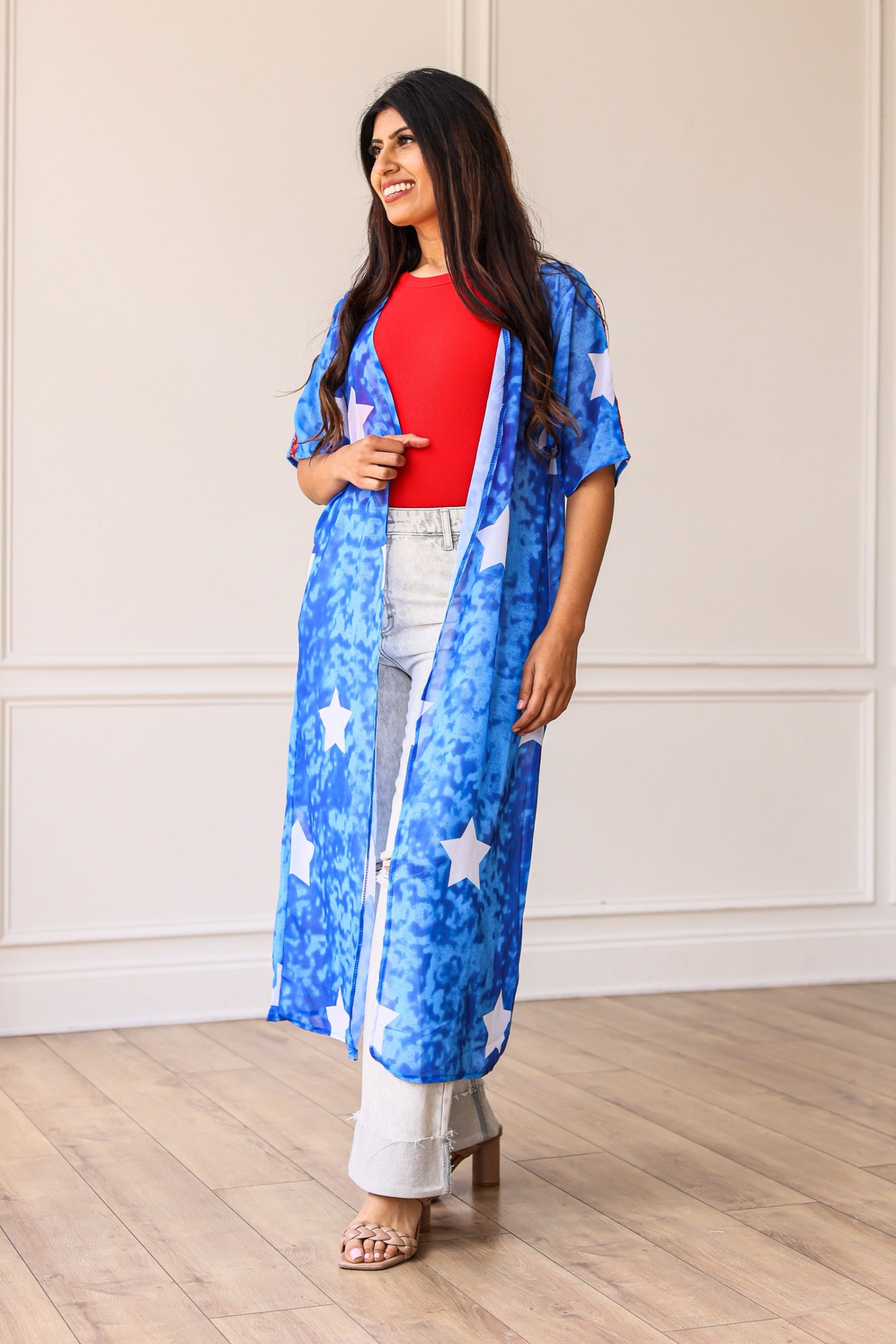 Star Struck Duster with Red Sequin Detail