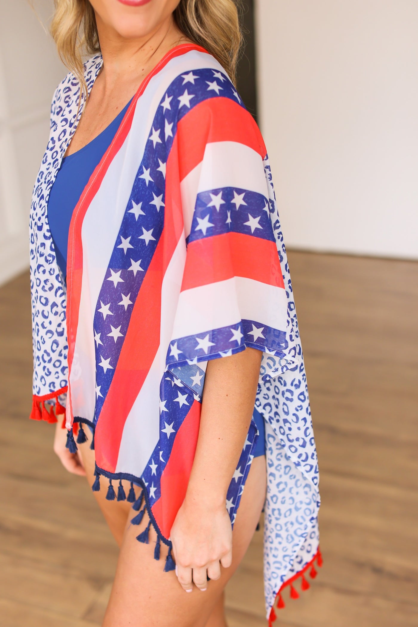 Stars and stripes how about that cover up with blue and red tassels