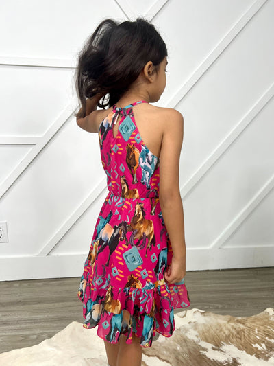 Girls Wide Open Spaces Horse Printed Dress