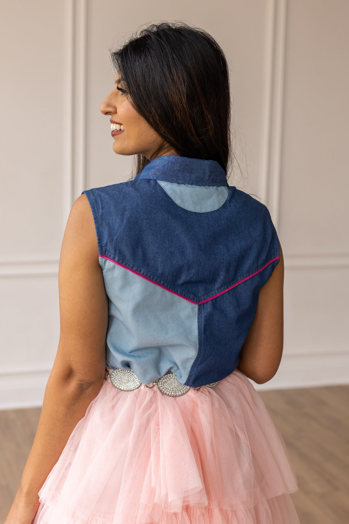 Sleeveless Pearl Snap Western Shirt