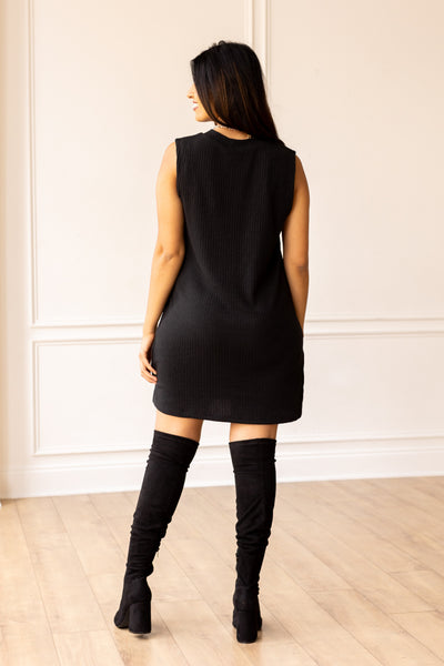 Bare Elegance Black Sleeveless Sweater Dress