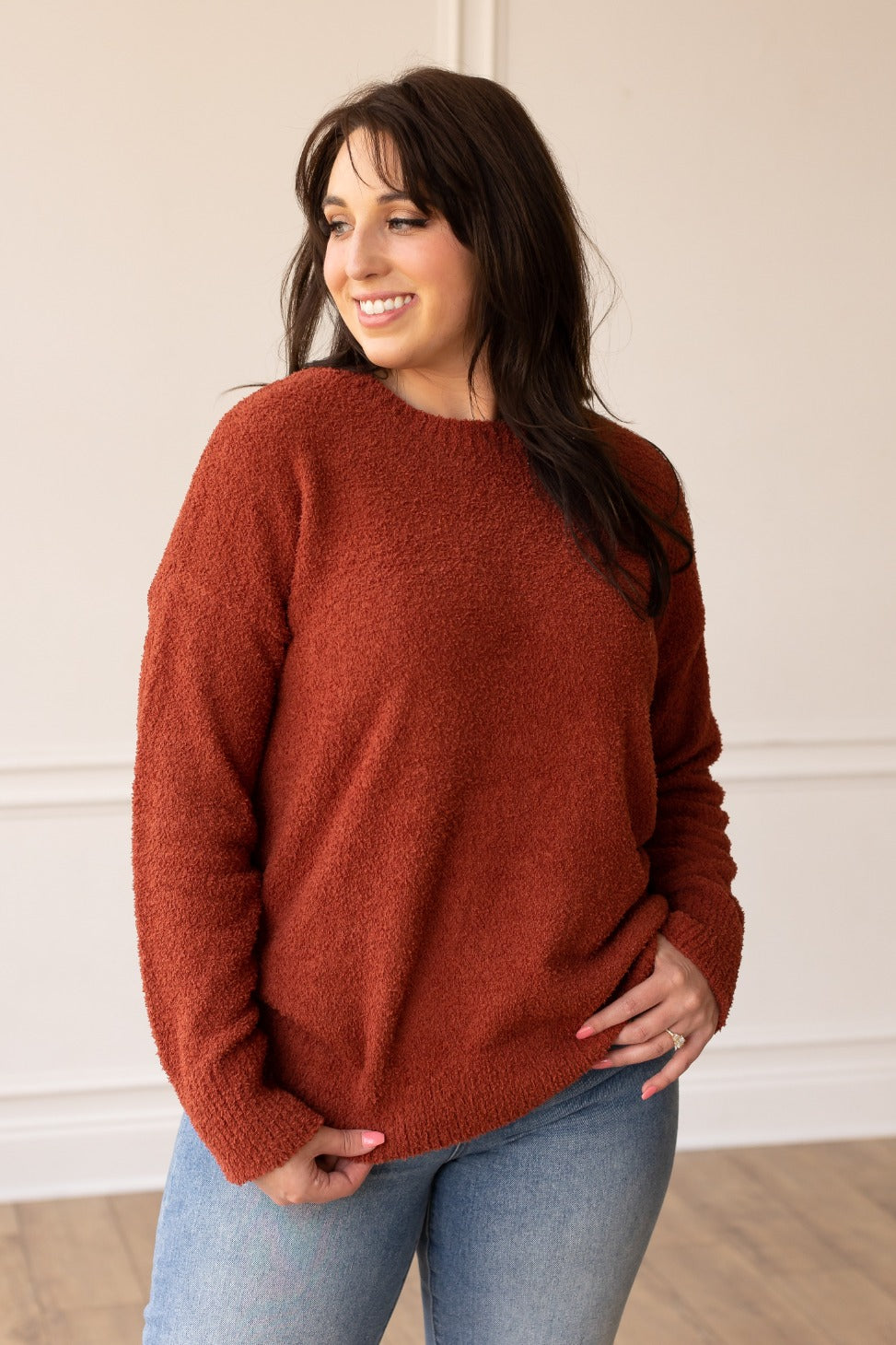 In With The New Rust Faux Mohair Sweater